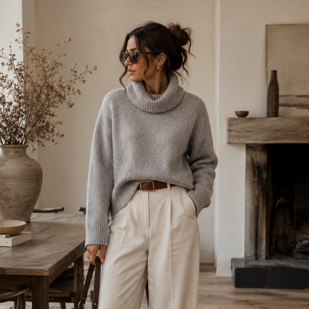 Joie Heather Gray 100% Wool Turtleneck Cowl Neck Sweater XS